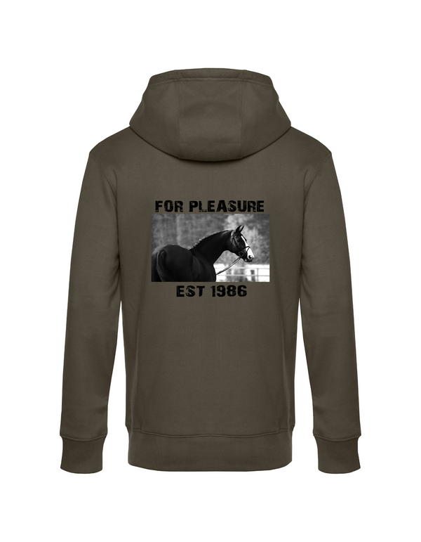 FOR PLEASURE 1986 HERREN ZIPPED HOODIE | PERSONALISIERBAR MIT DEINEM EIGENEN PFERDE- ODER TIERNAMEN, GEBURTSJAHR & BILD