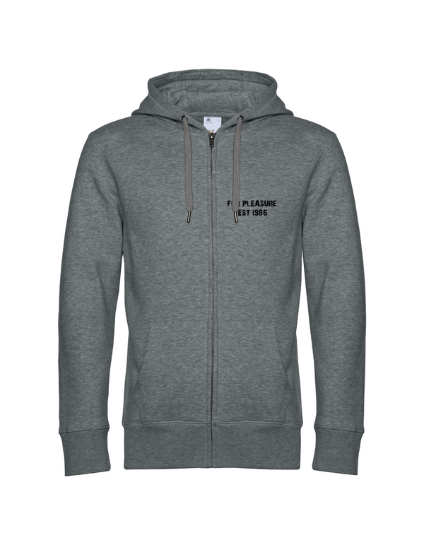 FOR PLEASURE 1986 HERREN ZIPPED HOODIE | PERSONALISIERBAR MIT DEINEM EIGENEN PFERDE- ODER TIERNAMEN, GEBURTSJAHR & BILD