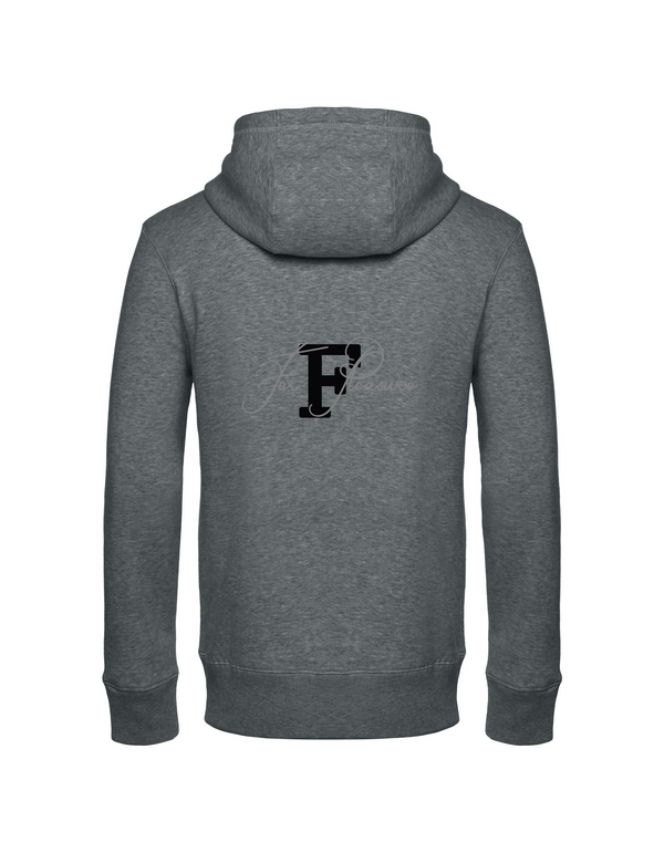 FOR PLEASURE MIT SCHWARZEM BUCHSTABEN  HERREN ZIPPED HOODIE | PERSONALISIERBAR MIT DEINEM EIGENEN PFERDE- ODER TIERNAMEN