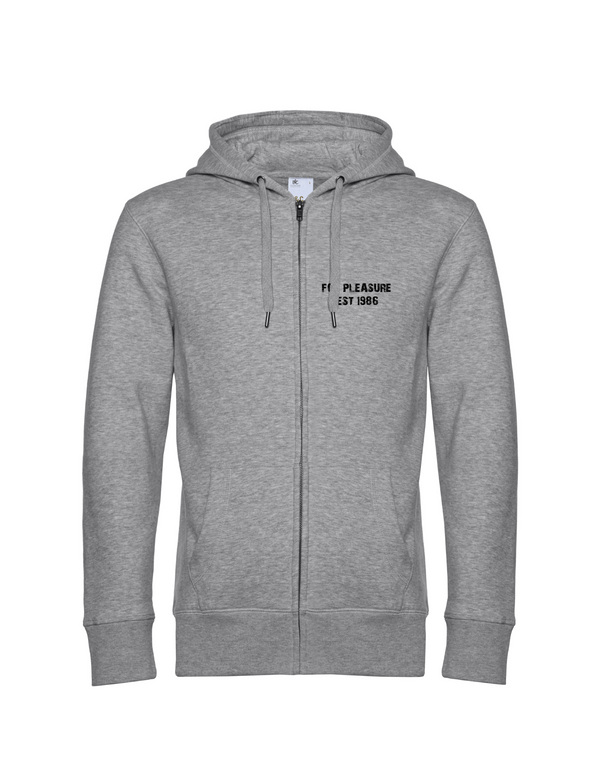 FOR PLEASURE 1986 HERREN ZIPPED HOODIE | PERSONALISIERBAR MIT DEINEM EIGENEN PFERDE- ODER TIERNAMEN, GEBURTSJAHR & BILD