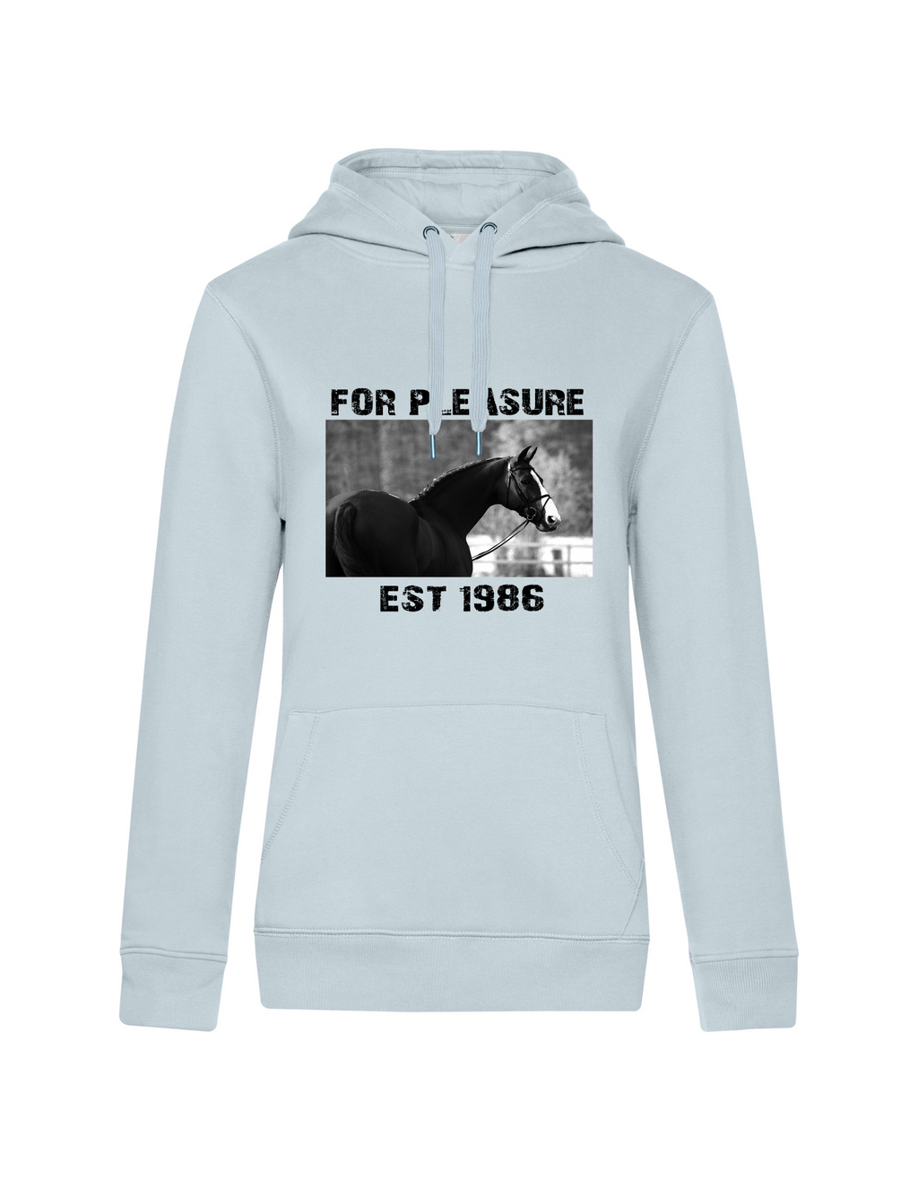 FOR PLEASURE 1986 WOMEN HOODIE | PERSONALIZE WITH YOUR OWN HORSE OR ANIMAL NAME, YEAR OF BIRTH AND PICTURE