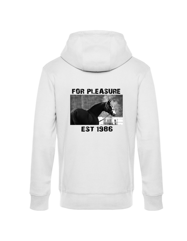 FOR PLEASURE 1986 HERREN ZIPPED HOODIE | PERSONALISIERBAR MIT DEINEM EIGENEN PFERDE- ODER TIERNAMEN, GEBURTSJAHR & BILD