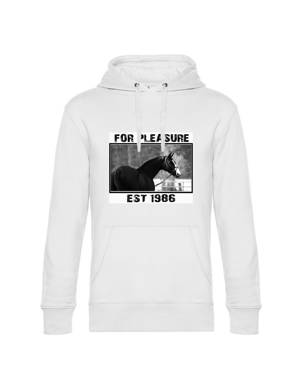 FOR PLEASURE 1986 WOMEN HOODIE | PERSONALIZE WITH YOUR OWN HORSE OR ANIMAL NAME, YEAR OF BIRTH AND PICTURE