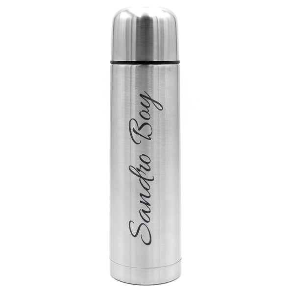 Schreibschrift | Personalisierbare Thermosflasche Silber